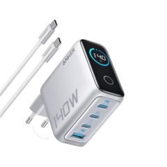 Anker 4 Port 140W PD Wall Charger and Cable Grey